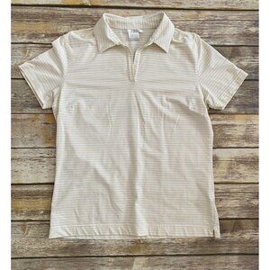 Nike Golf DryFit Short Sleeve Yellow Striped Polo Top Youth Junior Girl XL 16 18
